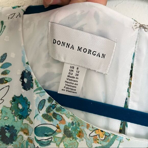NWT Donna Morgan Floral Chiffon Turquoise Multi Dress - Picture 6 of 11